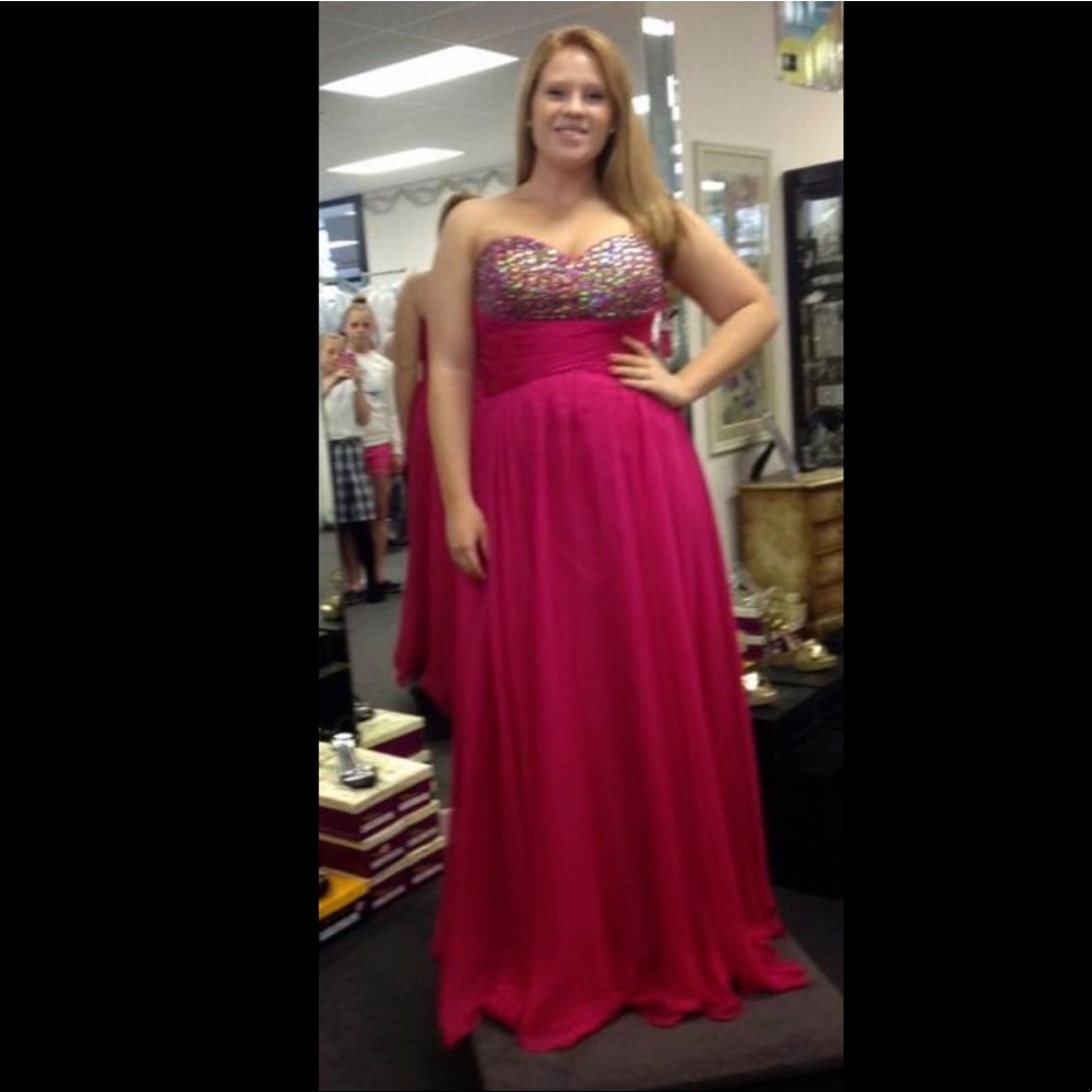 Hot pink prom dress